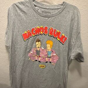 Rare Beavis and Butt-Head “Nachos Rule” Grey T Shirt Size L
